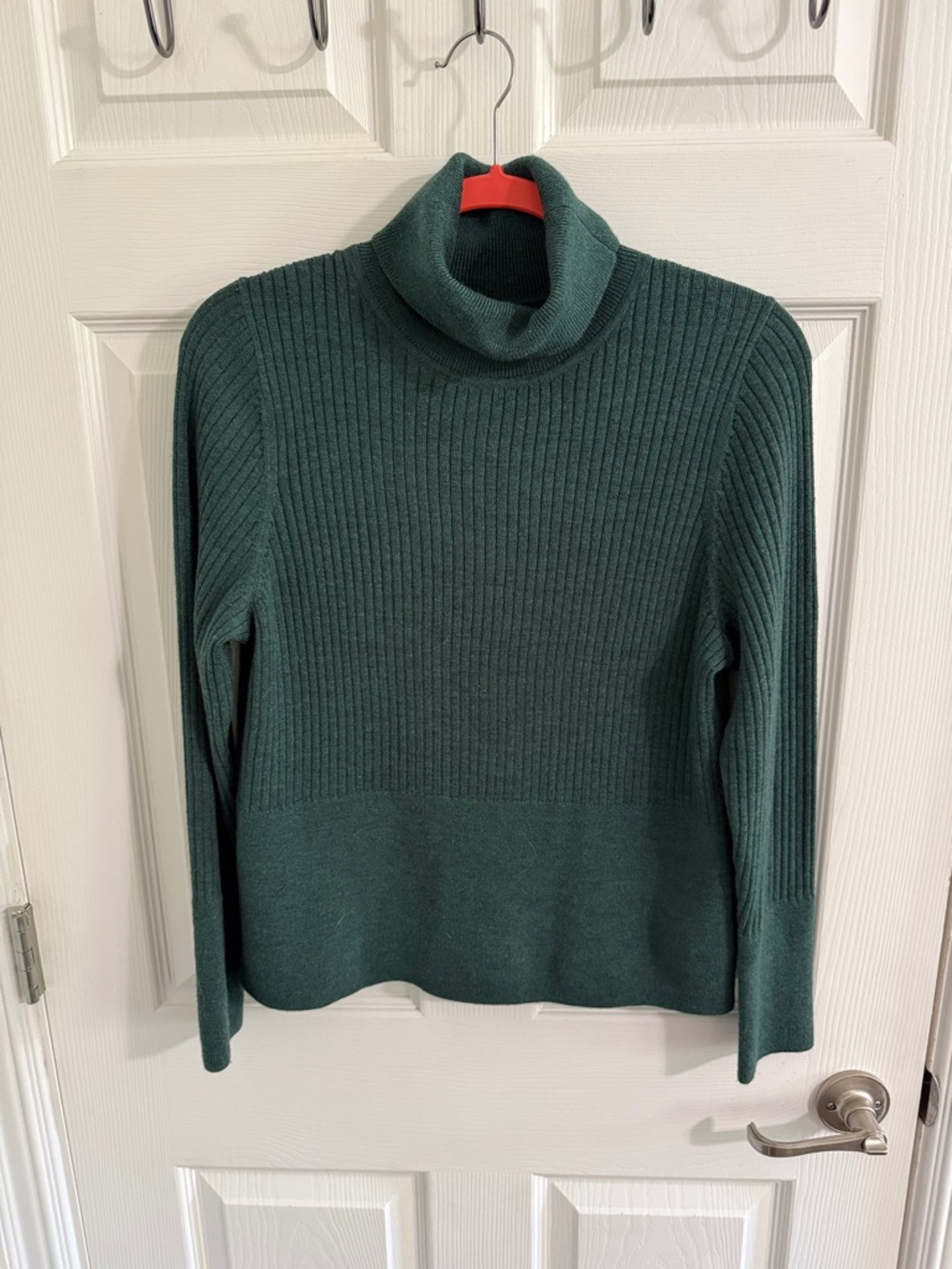 Halston Heritage Dark Green Ribbed Turtleneck Sweater